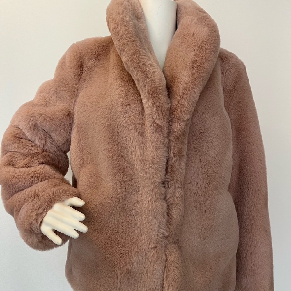 INC faux fur pink coat, new never worn xl 17 1/2 under arm